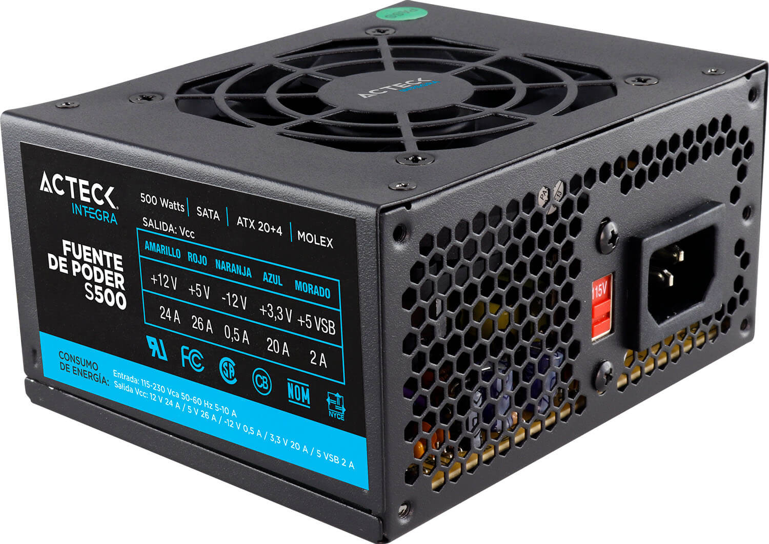 FUENTE DE PODER ACTECK 500W SLIMM