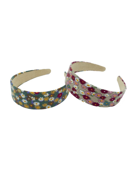 DIADEMA GRUESA ESTAMPADO DE FLOR + 1  SCRUNCHIES 