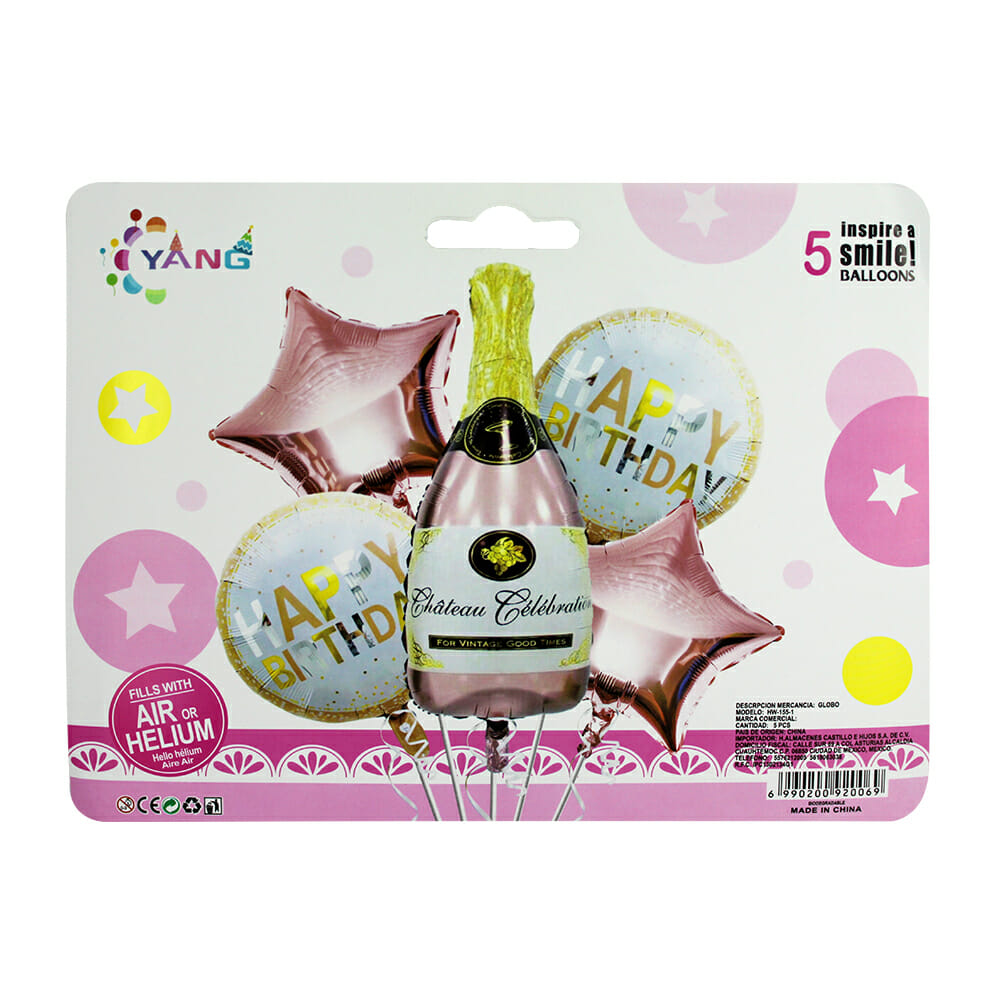 PAQUETE DE 5 GLOBOS DISEÑOS VARIOS